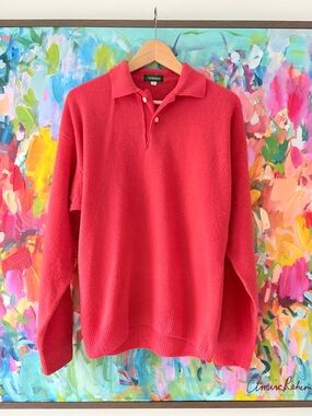 Vintage Giordano Lambswool Knit Polo Sweater L